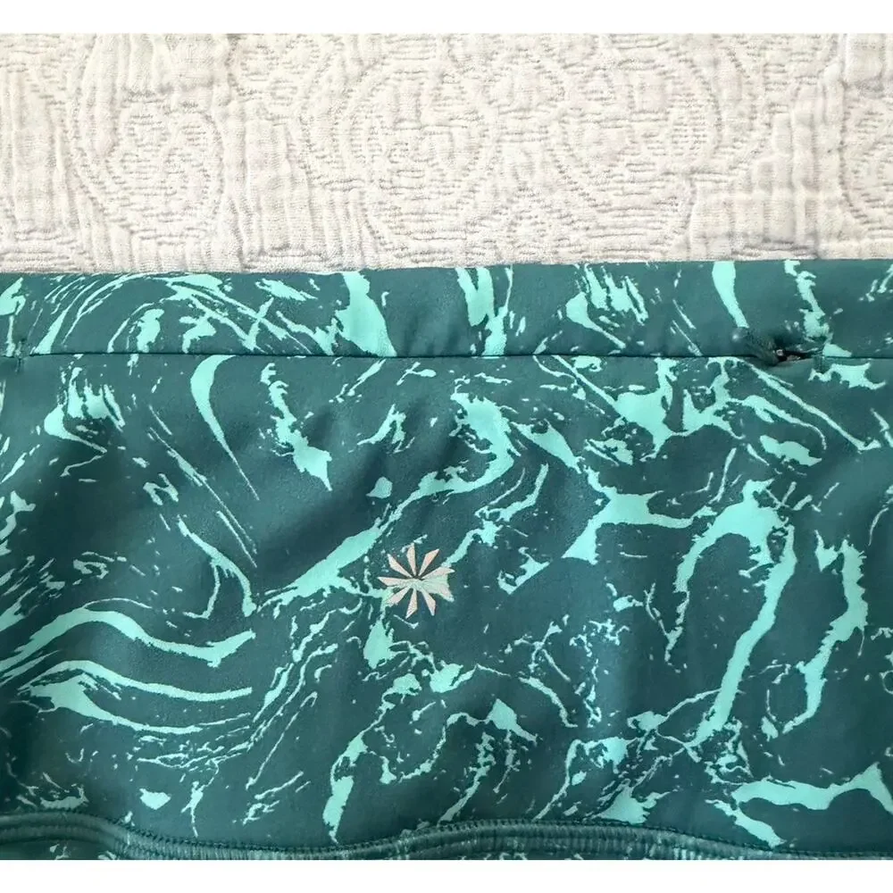 Athleta‎ Ace Printed Tennis Pickleball Skort 2X Teal Blue Ripple Print Pull On